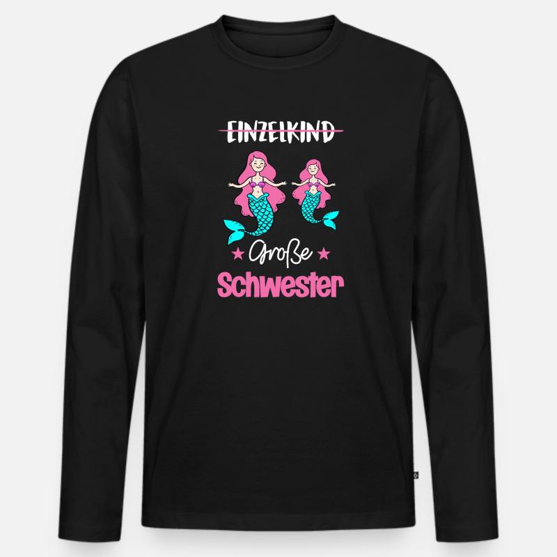 Große Schwester Meerjungfrau Kinder Geschenk - Männer Premium Bio Langarmshirt - Schwarz