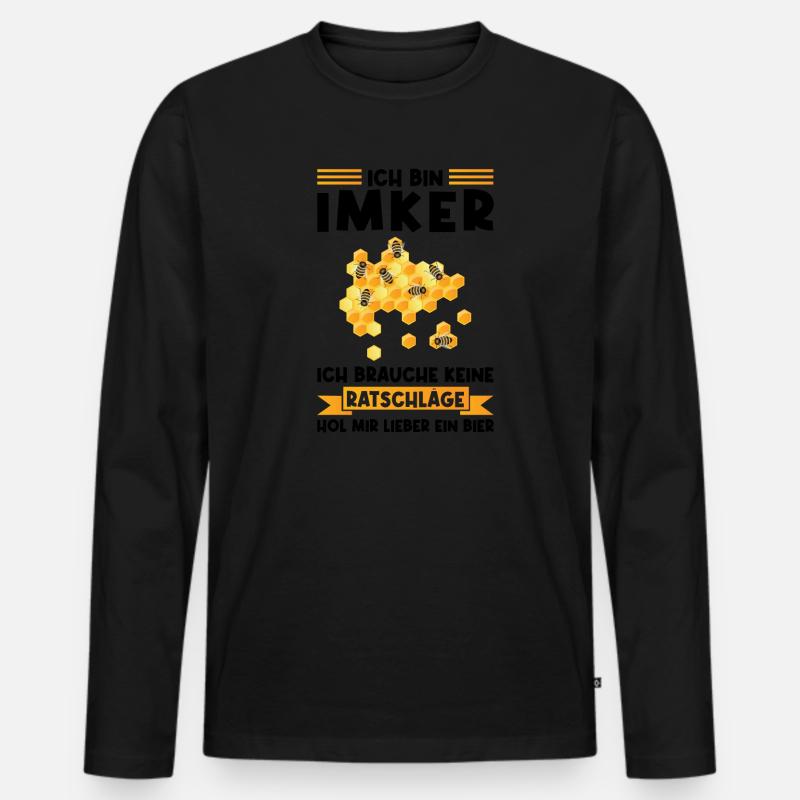 Imker Bier Imkern Geschenk - Männer Premium Bio Langarmshirt - Schwarz