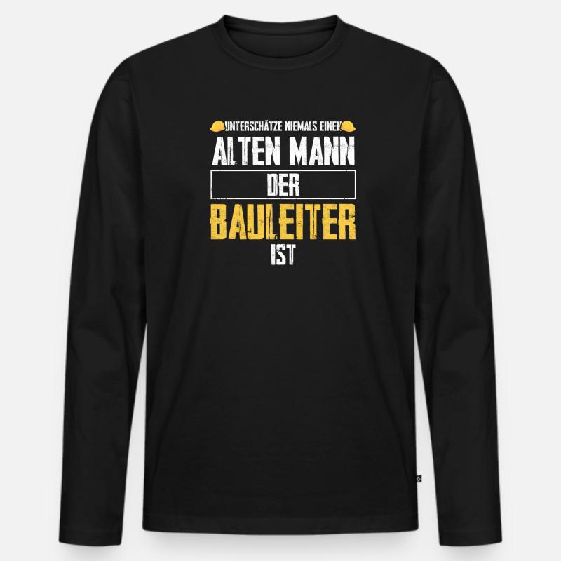 Bauleiter Bauaufsicht Bauleitung Geschenk - Männer Premium Bio Langarmshirt - Schwarz