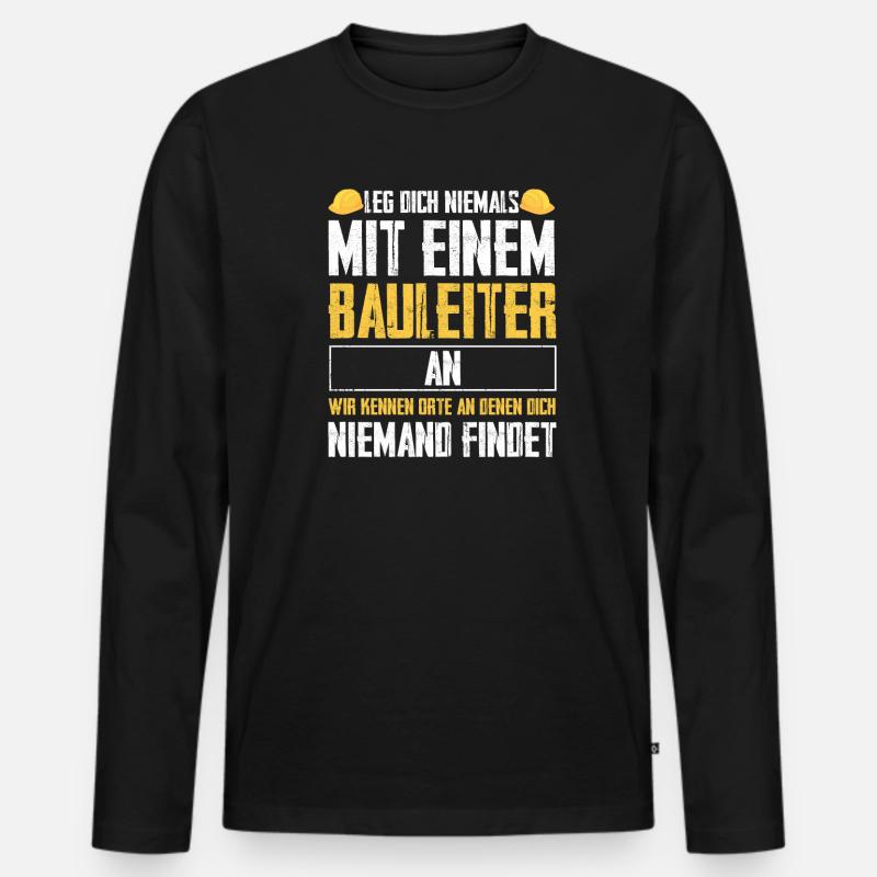 Bauleiter Bauaufsicht Baustellenleiter Geschenk - Männer Premium Bio Langarmshirt - Schwarz