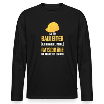 Bauleiter Bier Bauarbeiter Geschenk - Männer Premium Bio Langarmshirt - Schwarz - Vorne - Nico (187cm)