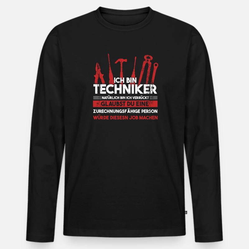 Techniker Beruf Technik Geschenk - Männer Premium Bio Langarmshirt - Schwarz