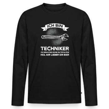Techniker Bier Technik Geschenk - Männer Premium Bio Langarmshirt - Schwarz - Vorne - Nico (187cm)