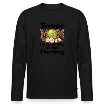 Tennis Mama Tennisspiel Tennis Geschenk - Männer Premium Bio Langarmshirt - Schwarz - Vorne - Nico (187cm)