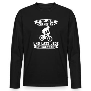 Mountainbike Downhill Radsport Geschenk - Männer Premium Bio Langarmshirt - Schwarz - Vorne - Nico (187cm)