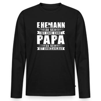 Ehemann Papa Ehemänner Geschenk - Männer Premium Bio Langarmshirt - Schwarz - Vorne - Nico (187cm)