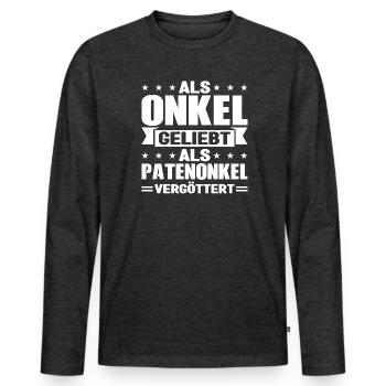 Onkel Patenonkel Taufpate Geschenk - Männer Premium Bio Langarmshirt - Anthrazit meliert - Vorne - Nico (187cm)