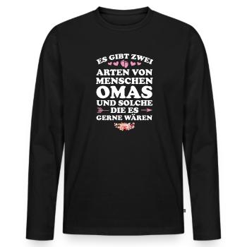 Oma Großmutter Großmütter Geschenk - Männer Premium Bio Langarmshirt - Schwarz - Vorne - Nico (187cm)