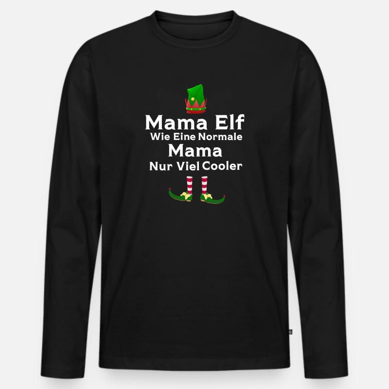 Mutter Elfe Mama Elf Geschenk - Männer Premium Bio Langarmshirt - Schwarz
