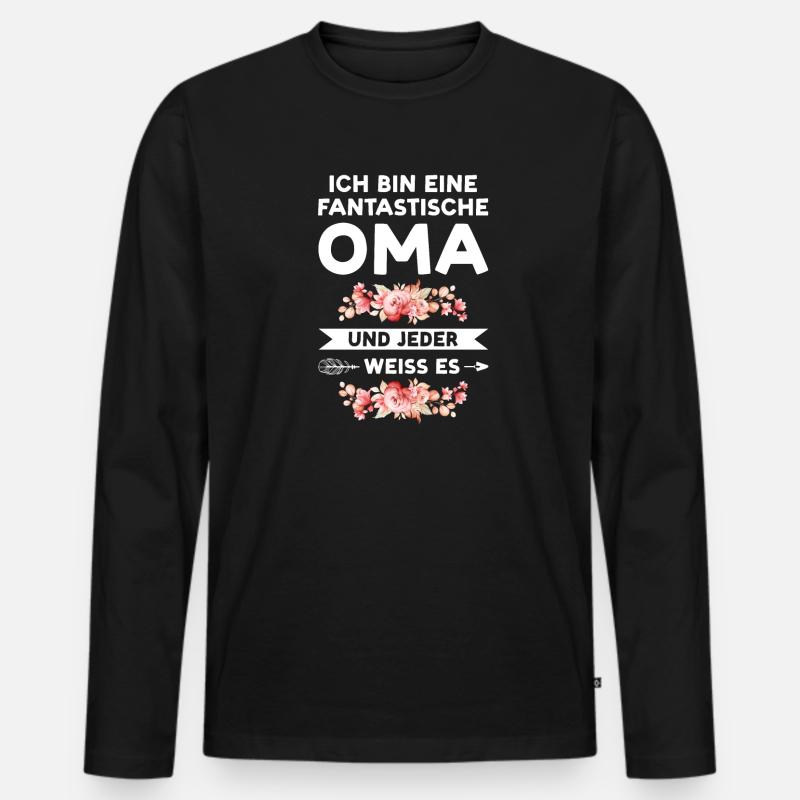 Oma Großmutter Großmütter Geschenk - Männer Premium Bio Langarmshirt - Schwarz