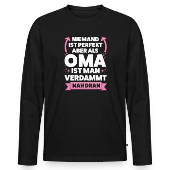 Oma Großmutter Großmütter Geschenk - Männer Premium Bio Langarmshirt - Schwarz - Vorne - Nico (187cm)