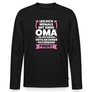 Oma Großmutter Großmütter Geschenk - Männer Premium Bio Langarmshirt - Schwarz - Vorne - Nico (187cm)