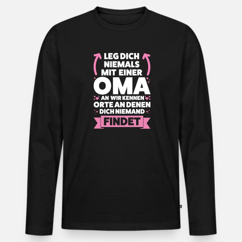 Oma Großmutter Großmütter Geschenk - Männer Premium Bio Langarmshirt - Schwarz