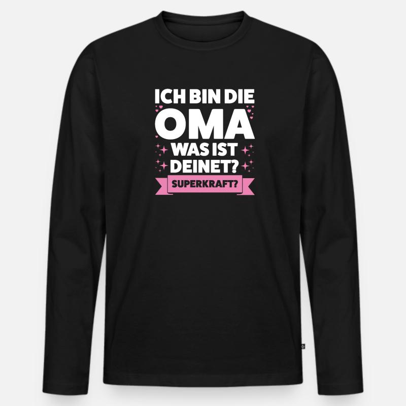Oma Großmutter Enkelkind Geschenk - Männer Premium Bio Langarmshirt - Schwarz
