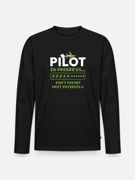Pilot Pilot Flugzeug Geschenk - Männer Premium Bio Langarmshirt - Schwarz