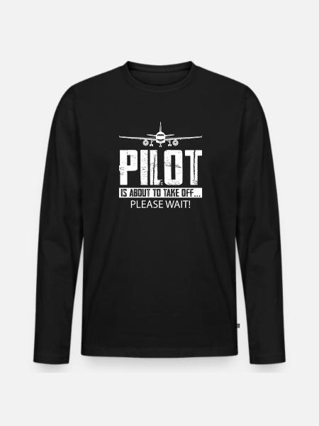 Pilot Pilot Flugzeug Geschenk - Männer Premium Bio Langarmshirt - Schwarz