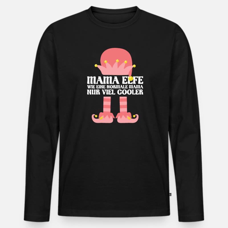 Mutter Elfe Mama Elf Geschenk - Männer Premium Bio Langarmshirt - Schwarz