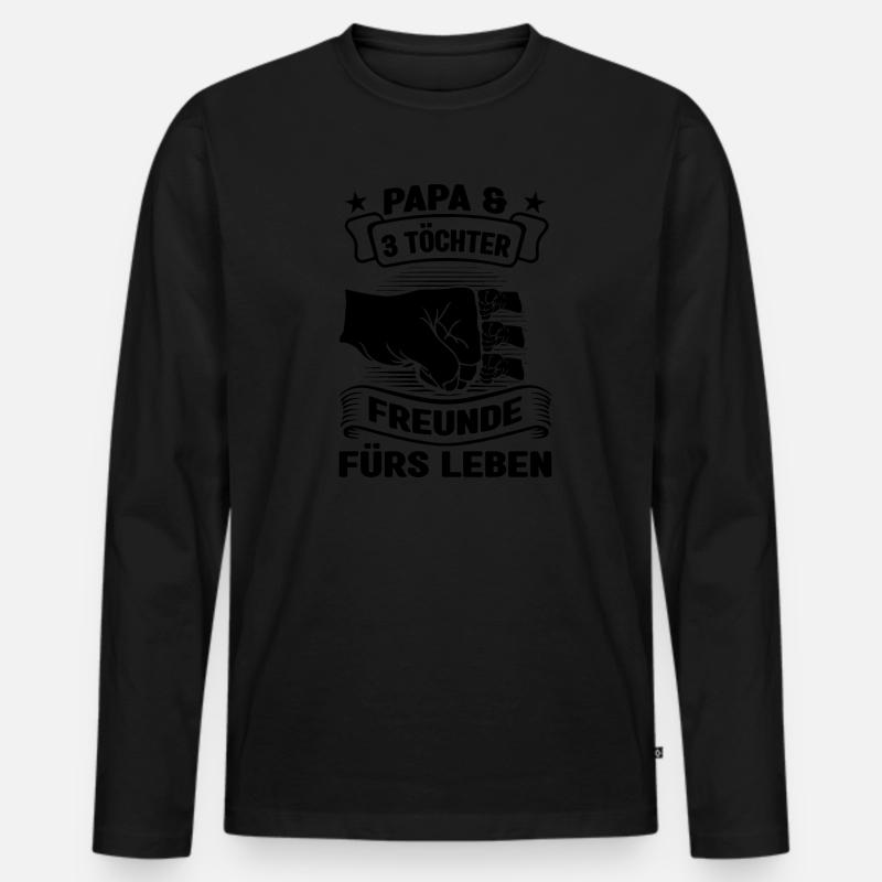 Papa 3 Töchter Vater Geschenk - Männer Premium Bio Langarmshirt - Schwarz