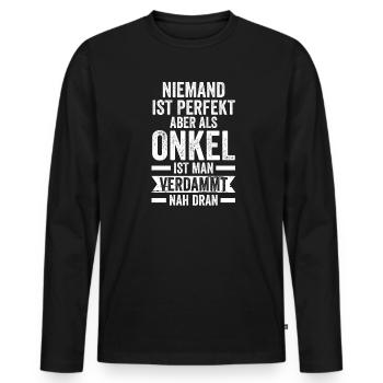 Onkel Familie Neffe Geschenk - Männer Premium Bio Langarmshirt - Schwarz - Vorne - Nico (187cm)