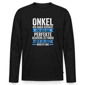Onkel Familie Nichte Geschenk - Männer Premium Bio Langarmshirt - Schwarz - Vorne - Nico (187cm)