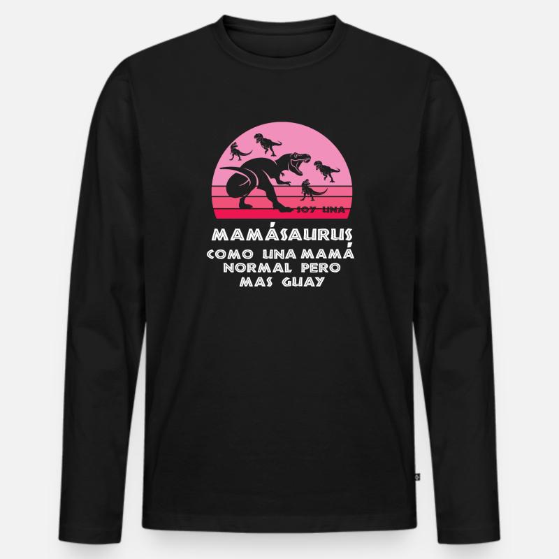 Mama Dinosaur Mutter Geschenk - Männer Premium Bio Langarmshirt - Schwarz