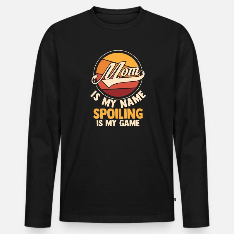 Mama Retro Mutter Geschenk - Männer Premium Bio Langarmshirt - Schwarz