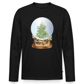 schöne nostalgische Schneekugel mit Weihnachtsbaum - Männer Premium Bio Langarmshirt - Schwarz - Vorne - Nico (187cm)