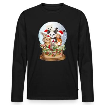 schöne nostalgische Schneekugel mit Kuscheltiere - Männer Premium Bio Langarmshirt - Schwarz - Vorne - Nico (187cm)
