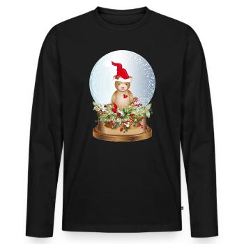 schöne nostalgische Schneekugel mit Teddybär - Männer Premium Bio Langarmshirt - Schwarz - Vorne - Nico (187cm)