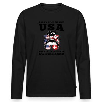 Schweizer Schweizer Schweiz Geschenk - Männer Premium Bio Langarmshirt - Schwarz - Vorne - Nico (187cm)