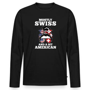 Schweizer Schweizer Schweiz Geschenk - Männer Premium Bio Langarmshirt - Schwarz - Vorne - Nico (187cm)