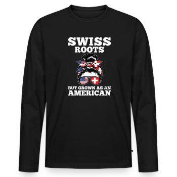 Schweizer Schweizer Schweiz Geschenk - Männer Premium Bio Langarmshirt - Schwarz - Vorne - Nico (187cm)