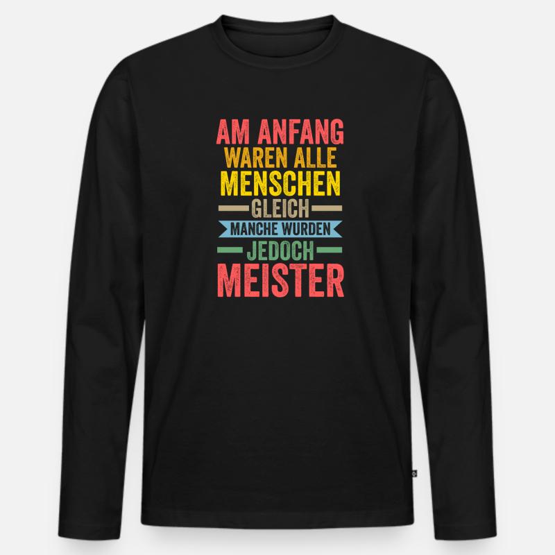 Meister Prüfung Handwerker Geschenk - Männer Premium Bio Langarmshirt - Schwarz