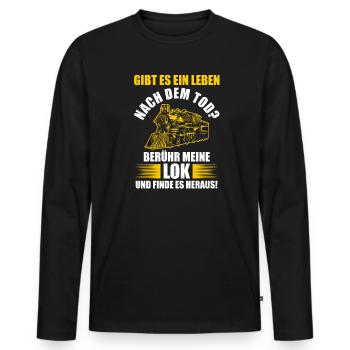 Modelleisenbahn Bahn Modellbauer Geschenk - Männer Premium Bio Langarmshirt - Schwarz - Vorne - Nico (187cm)