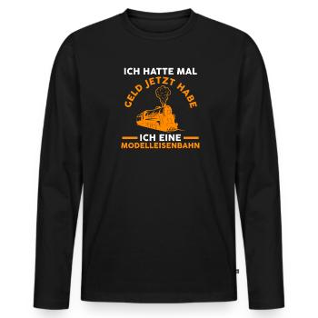Modelleisenbahn Bahn Eisenbahner Geschenk - Männer Premium Bio Langarmshirt - Schwarz - Vorne - Nico (187cm)