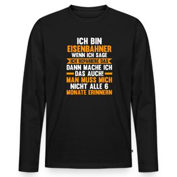 Eisenbahner Beruf Bahn Geschenk - Männer Premium Bio Langarmshirt - Schwarz - Vorne - Nico (187cm)
