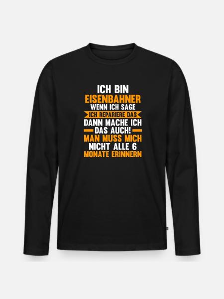 Eisenbahner Beruf Bahn Geschenk - Männer Premium Bio Langarmshirt - Schwarz
