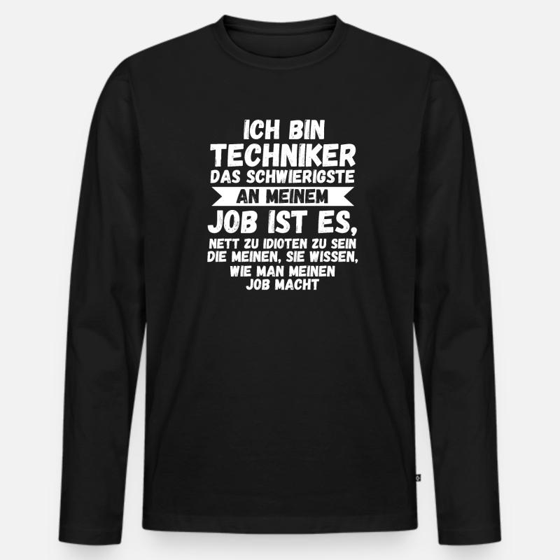 Techniker Beruf Technik Geschenk - Männer Premium Bio Langarmshirt - Schwarz