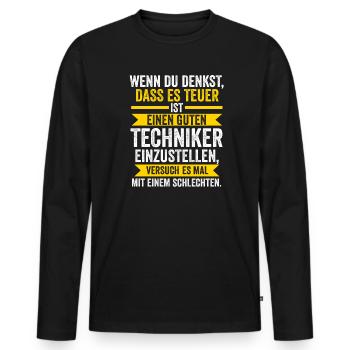 Techniker Beruf Beruf Geschenk - Männer Premium Bio Langarmshirt - Schwarz - Vorne - Nico (187cm)