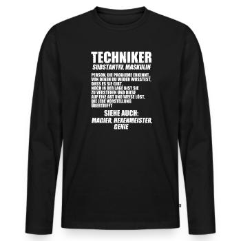 Techniker Beruf Technik Geschenk - Männer Premium Bio Langarmshirt - Schwarz - Vorne - Nico (187cm)