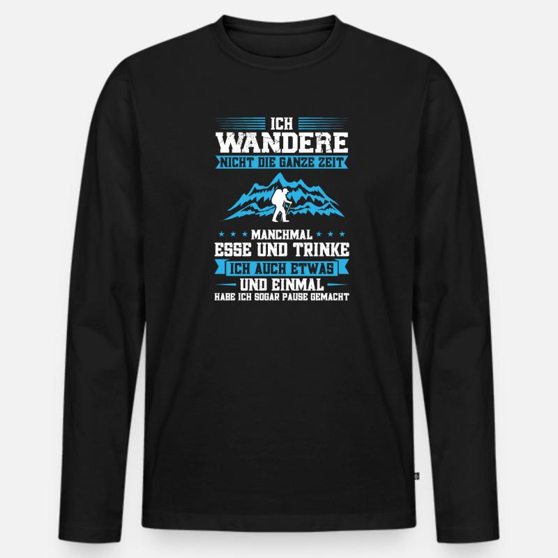 Wandern Berge Wanderer Geschenk - Männer Premium Bio Langarmshirt - Schwarz