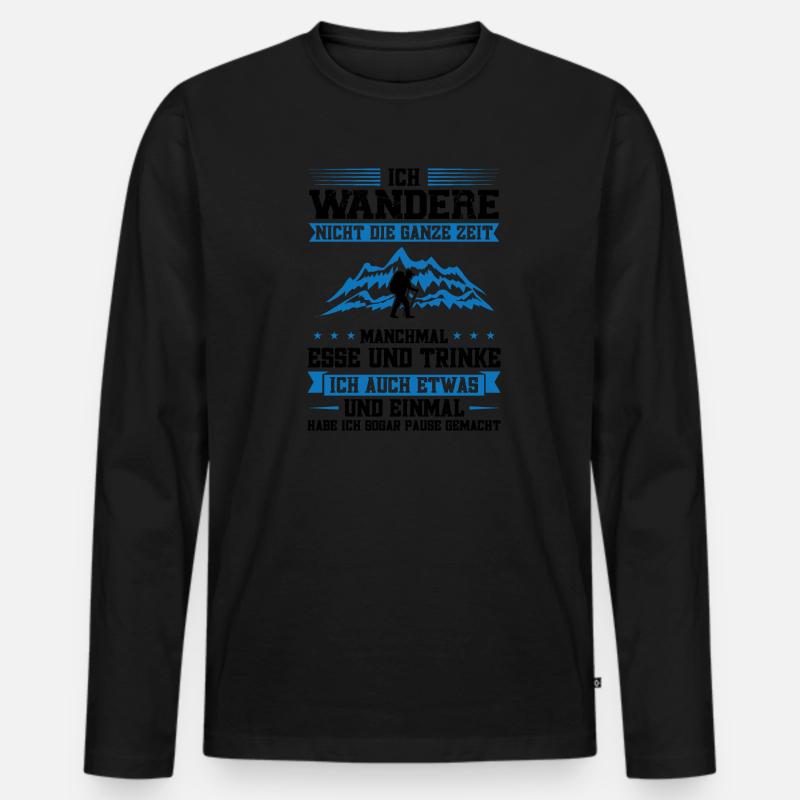 Wandern Berge Berg Geschenk - Männer Premium Bio Langarmshirt - Schwarz