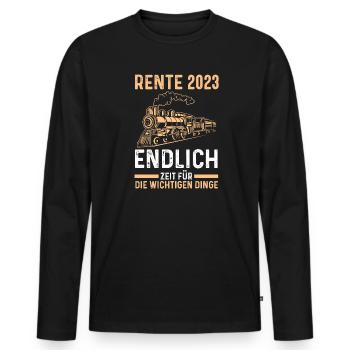 Eisenbahn Rente 2023 Modellbauer Geschenk - Männer Premium Bio Langarmshirt - Schwarz - Vorne - Nico (187cm)