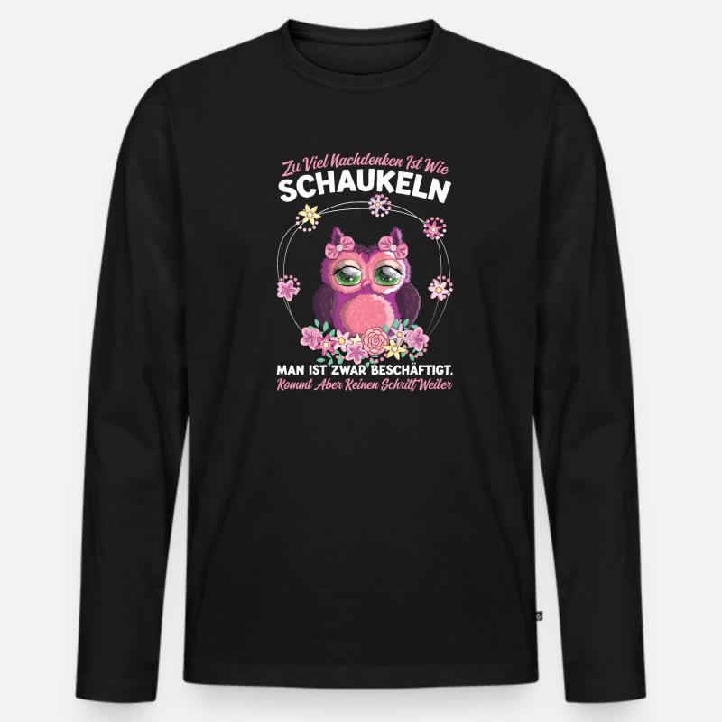 Eule Vogel Eulen Fans Geschenk - Männer Premium Bio Langarmshirt - Schwarz