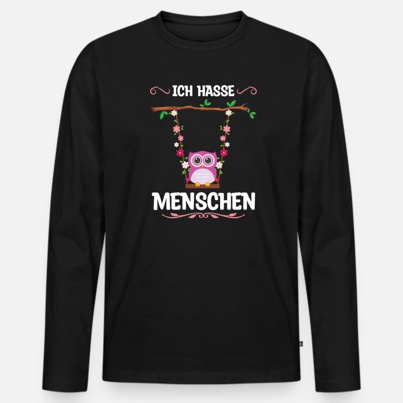 Eule Vogel Schaukeln Geschenk - Männer Premium Bio Langarmshirt - Schwarz