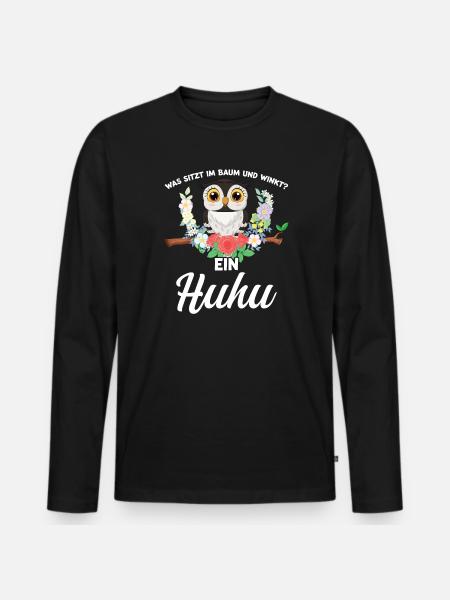 Eule Vogel Eulen Fans Geschenk - Männer Premium Bio Langarmshirt - Schwarz