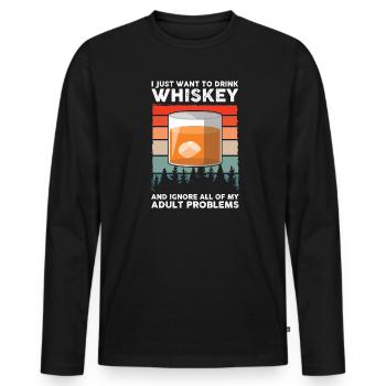 Whiskey trinken Whiskey trinken Whiskey Geschenk - Männer Premium Bio Langarmshirt - Schwarz - Vorne - Nico (187cm)