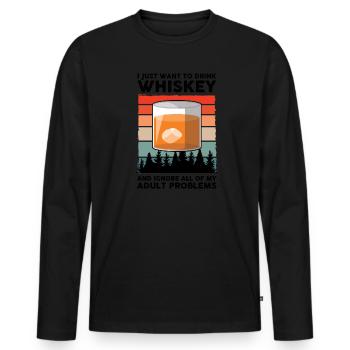 Whiskey trinken Whiskey trinken Whiskey Geschenk - Männer Premium Bio Langarmshirt - Schwarz - Vorne - Nico (187cm)