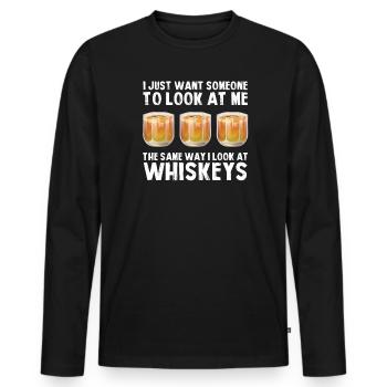 Whiskey trinken Whiskey trinken Whiskey Geschenk - Männer Premium Bio Langarmshirt - Schwarz - Vorne - Nico (187cm)