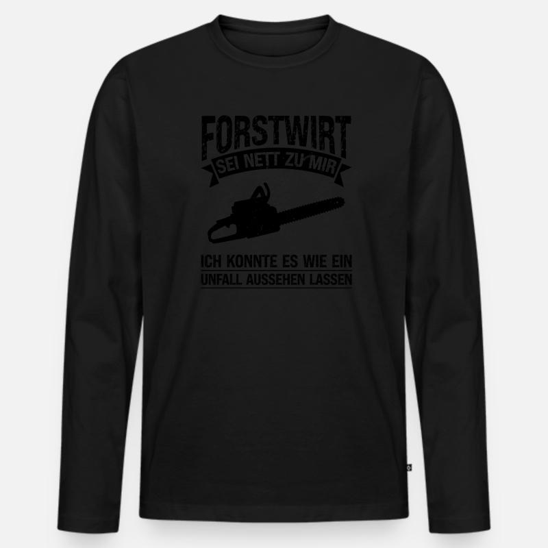 Forstwirt Beruf Förster Geschenk - Männer Premium Bio Langarmshirt - Schwarz